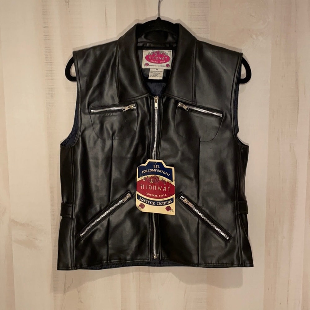 Highway Original Style Lifestyle Clothing Black Vest Faux Leather Size Medium